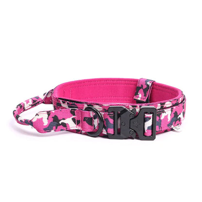 Outdoor Tactical Dog Collar – Adjustable Military Nylon Collar with Traction Rope for Pets
