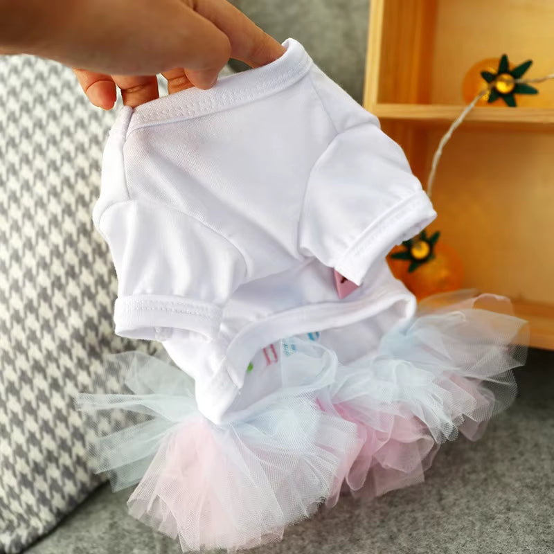 Layered Rainbow Veil Puppy Summer Dress – Cute Birthday Pet Dog Dress for Small Dogs & Cats