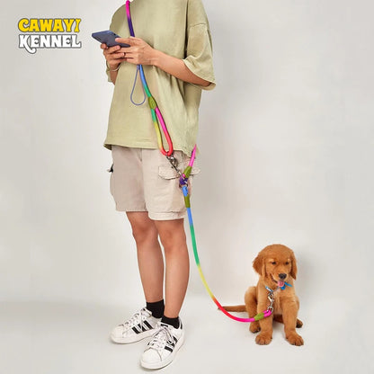 CAWAYI KENNEL Reflective Nylon Dog Leash for Hands-Free Running – Traction Rope Leads for Small to Large Dogs