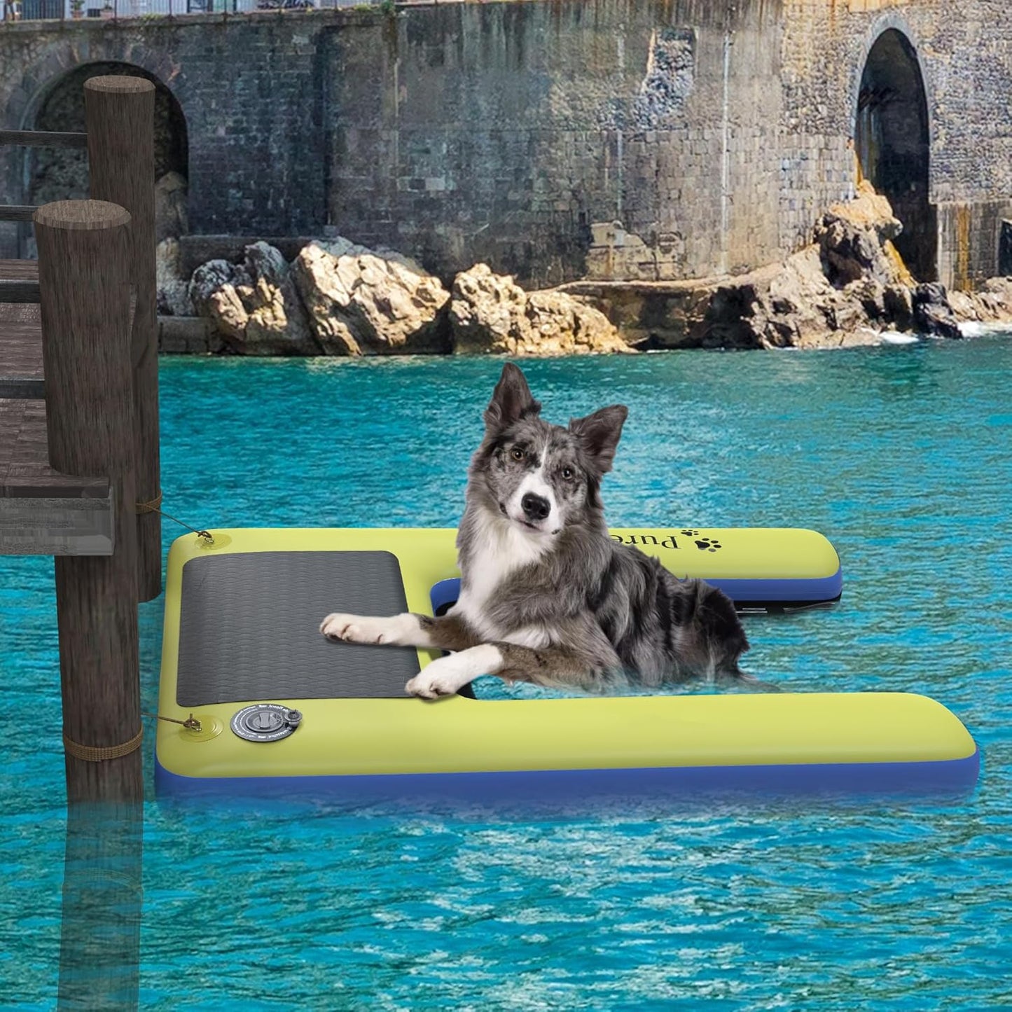 Inflatable Dog Ramp for Boats & Docks – Non-Slip Floating Dog Ramp | Supports Pets Up to 165 lbs
