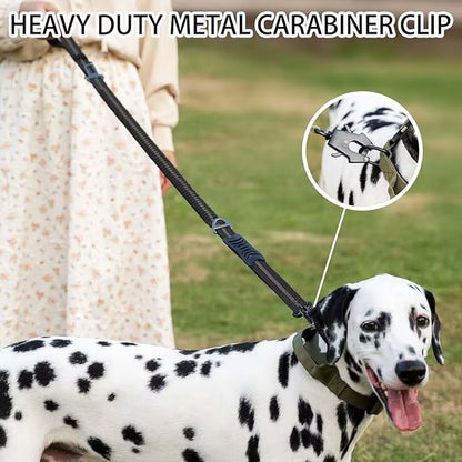 Reflective Bungee Dog Leash – Heavy Duty Tactical Leash with Car Seatbelt for Large Dogs