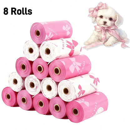 3/6/10 Rolls Thick & Durable Pet Poop Bags with Pink Bows – Leakproof Dog & Cat Waste Bags for Outdoor Walks, Multiple Sizes