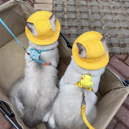 Cute Cat & Sm Dog Sun Hat – Visor Hat with Ear Holes for Pets, Outdoor Sun Protection