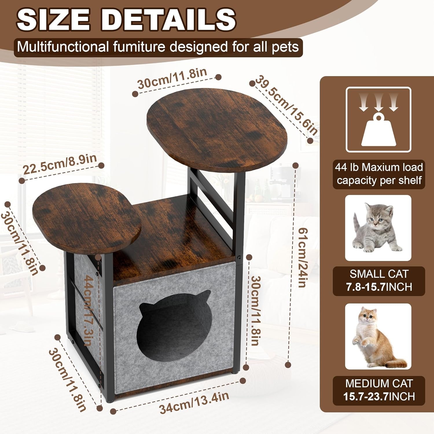 2-in-1 Cat Condo & End Table with Storage | Multifunctional Pet Furniture for Living Room & Bedroom