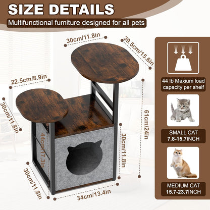 2-in-1 Cat Condo & End Table with Storage | Multifunctional Pet Furniture for Living Room & Bedroom