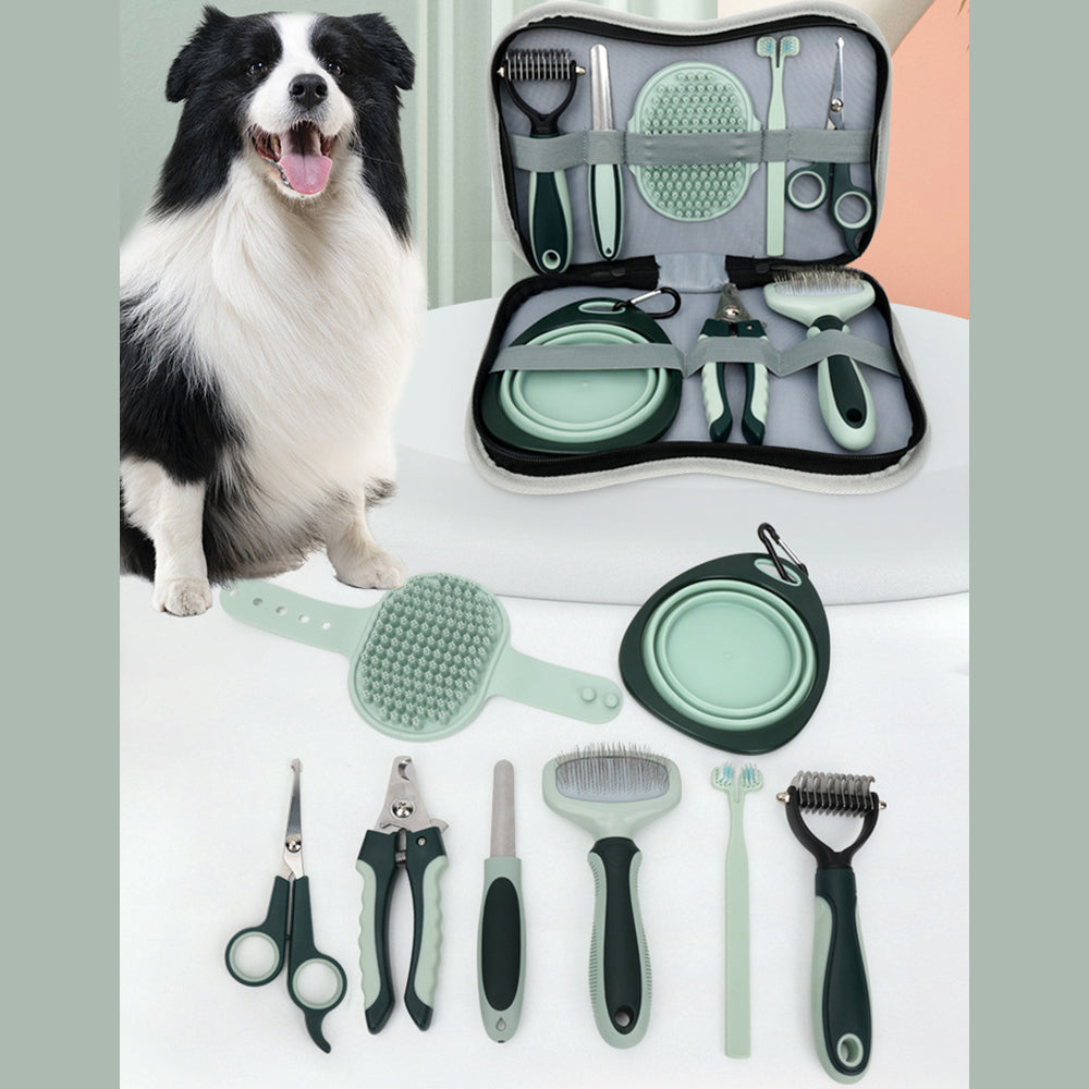 Perfect Pet Grooming Set – Complete Kit for Dogs & Cats | 2-in-1 Brush, Nail Clipper, Detangling Brush