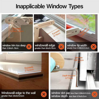 Cat Window Perch Lounge Mount Hammock Window Seat Bed Shelves for Indoor Cats No Drilling No Suction Cup Large Beige