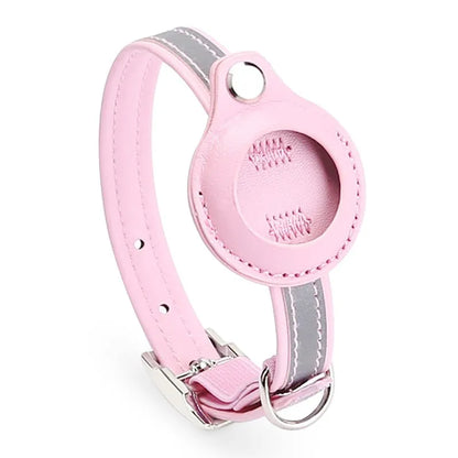 Reflective Leather Dog Collar for Apple Airtag – Adjustable Anti-Lost Collar for Dogs and Cats | Durable PU Leather, Safe & Stylish