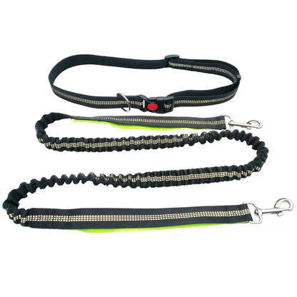 Hand-Free Dog Leash for Walking, Running, Jogging – Adjustable Waist Belt & Chest Strap – Traction Rope for Pet Walking