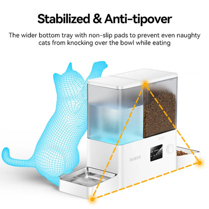 8.5L Automatic Pet Feeder & 3.5L Water Fountain - WIFI App Remote Control Smart Dog Food Dispenser & Gravity Water Drinker