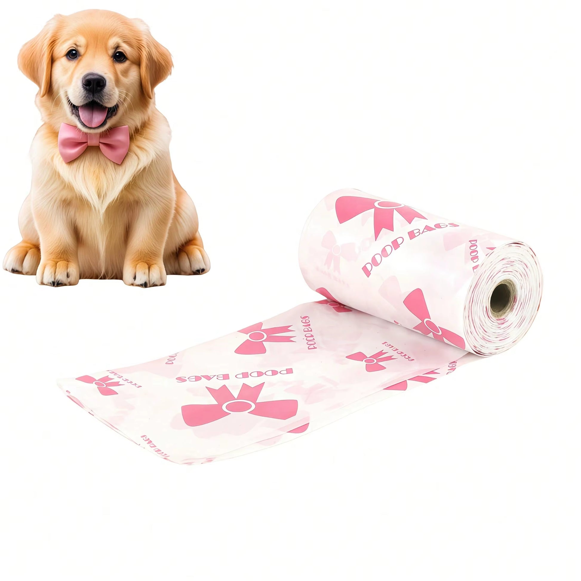 3/6/10 Rolls Thick & Durable Pet Poop Bags with Pink Bows – Leakproof Dog & Cat Waste Bags for Outdoor Walks, Multiple Sizes