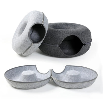 Donut Cat Bed – Interactive Pet Cat Tunnel & Toy for Cats and Kittens