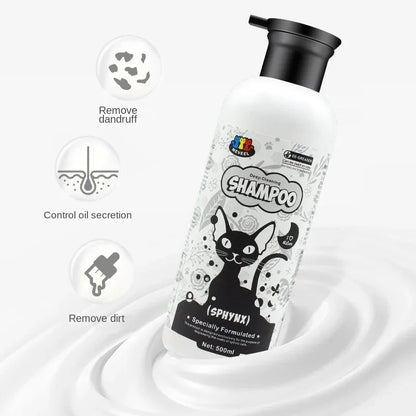 500ml Sphinx Cat Shampoo – Oil Control Body Wash for Hairless Cats, Gentle Pet Shower Gel