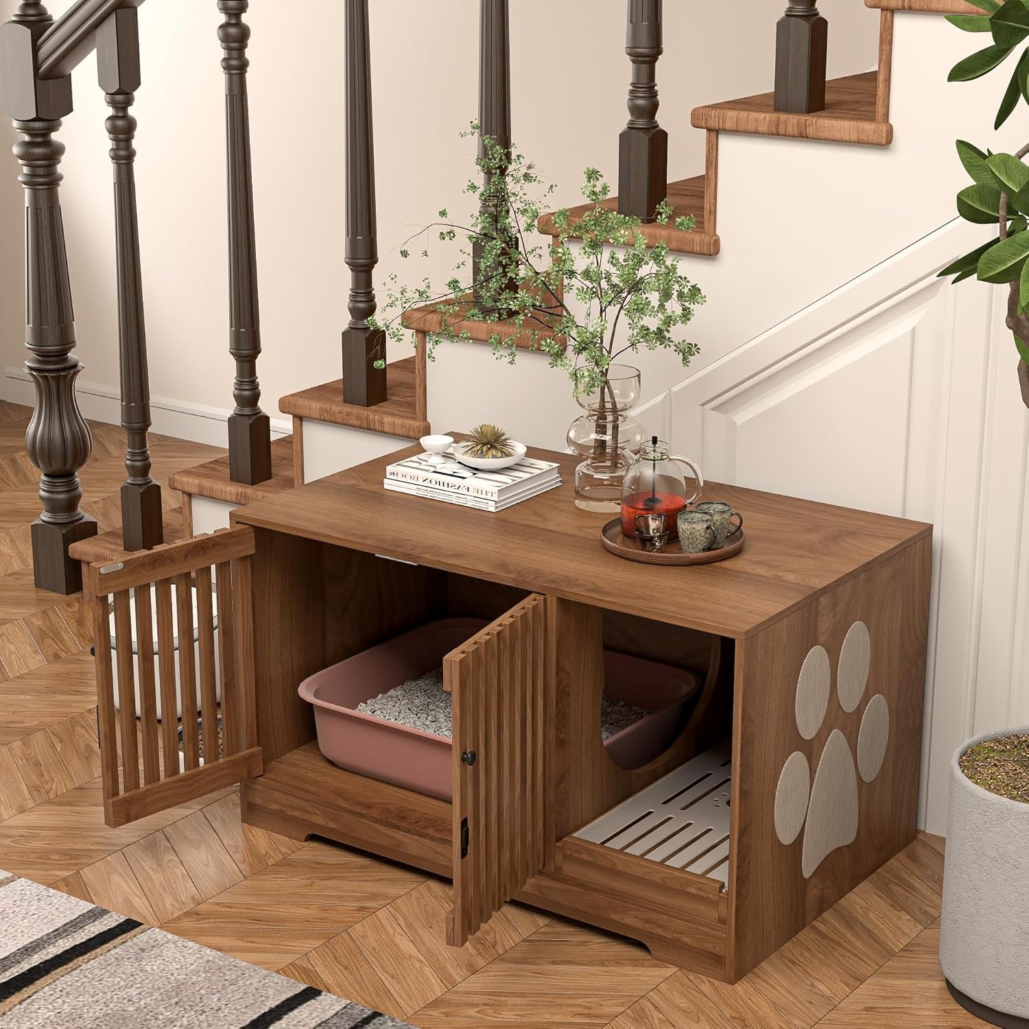 2-in-1 Cat Condo & End Table with Storage | Multifunctional Pet Furniture for Living Room & Bedroom