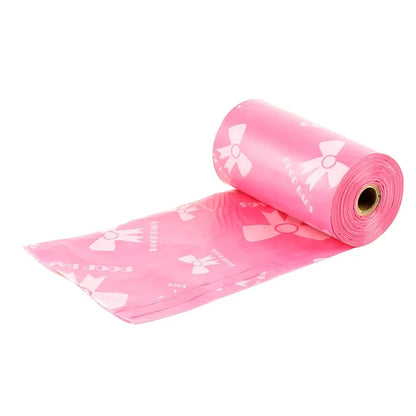 Thick & Durable Pet Poop Bags with Pink Bows – Leakproof Dog & Cat Waste Bags for Outdoor Walks, Multiple Sizes
