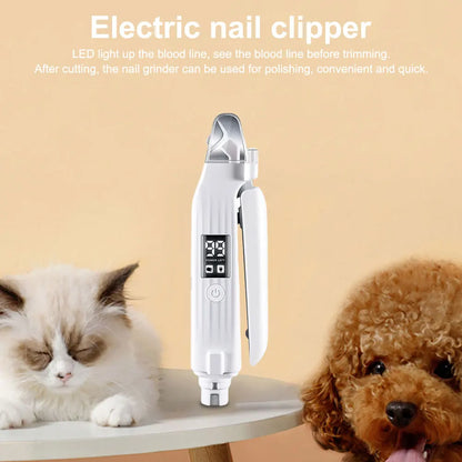 2-in-1 Electric Dog Nail Grinder and Clipper - Rechargeable Pet Nail Trimmer with LED Lights
