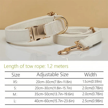 Plush Pet Collar & Leash Set – Soft, Durable Alloy Buckle for Dogs/Cats (XS to L Sizes)