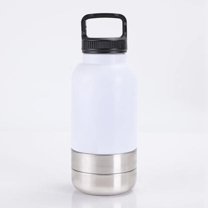 32 Oz Portable Stainless Steel Pet Feeder – 3-In-1 Travel Bowl & Insulated Water Bottle for Dogs