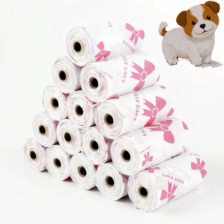 3/6/10 Rolls Thick & Durable Pet Poop Bags with Pink Bows – Leakproof Dog & Cat Waste Bags for Outdoor Walks, Multiple Sizes