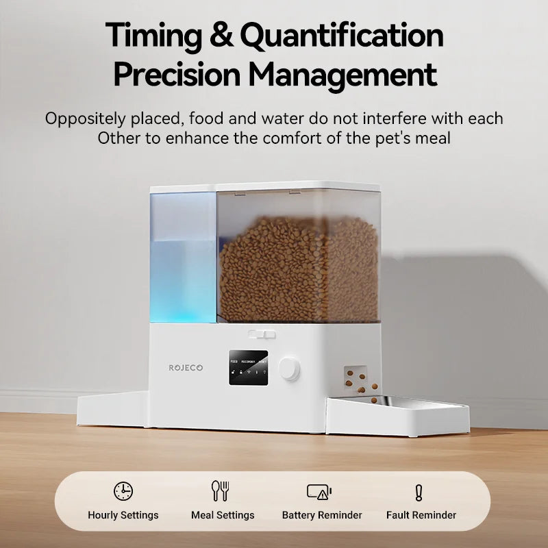 8.5L Automatic Pet Feeder & 3.5L Water Fountain - WIFI App Remote Control Smart Dog Food Dispenser & Gravity Water Drinker