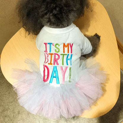 Layered Rainbow Veil Puppy Summer Dress – Cute Birthday Pet Dog Dress for Small Dogs & Cats