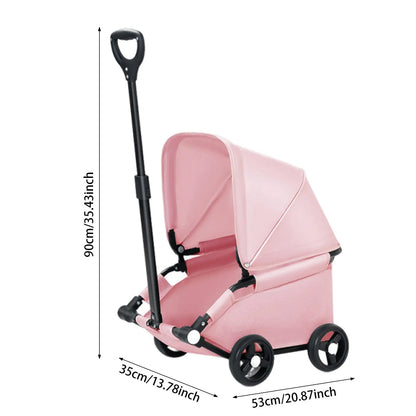 Portable Pet Stroller – 4 Wheels, Sun Protection for Dogs & Cats