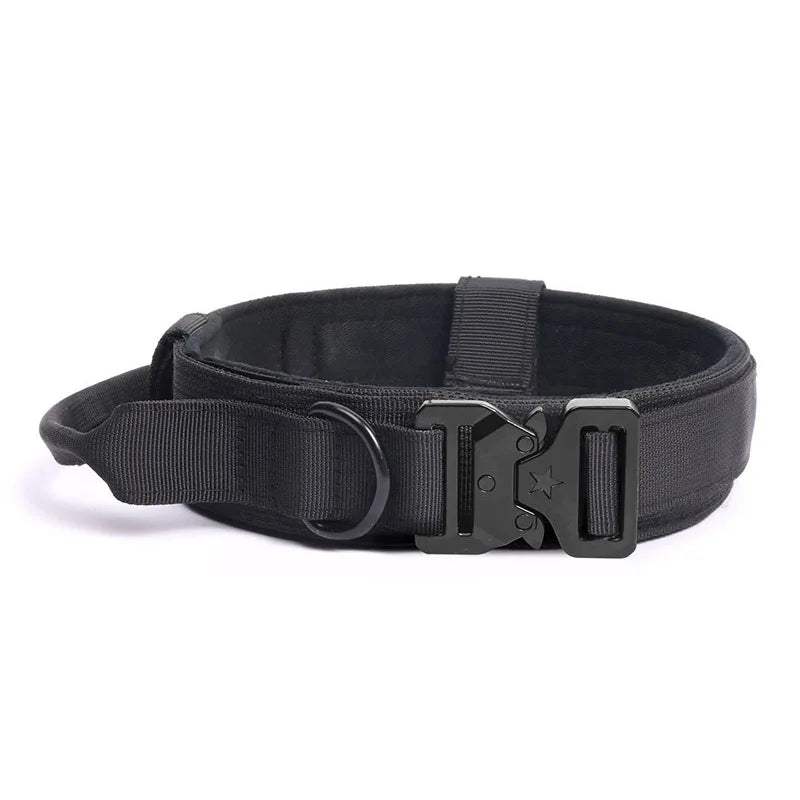 Military Dog Collar – Durable Nylon with Quick Release Buckle and Training Handle