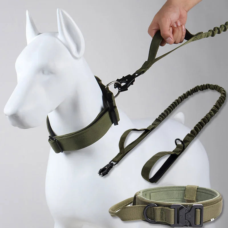 Military Dog Collar – Durable Nylon with Quick Release Buckle and Training Handle