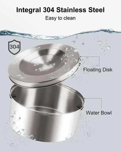 3L Stainless Steel No Spill Water Bowl for Dogs | Non-Slip, Slow Drinking Feeder for Medium & Large Dogs