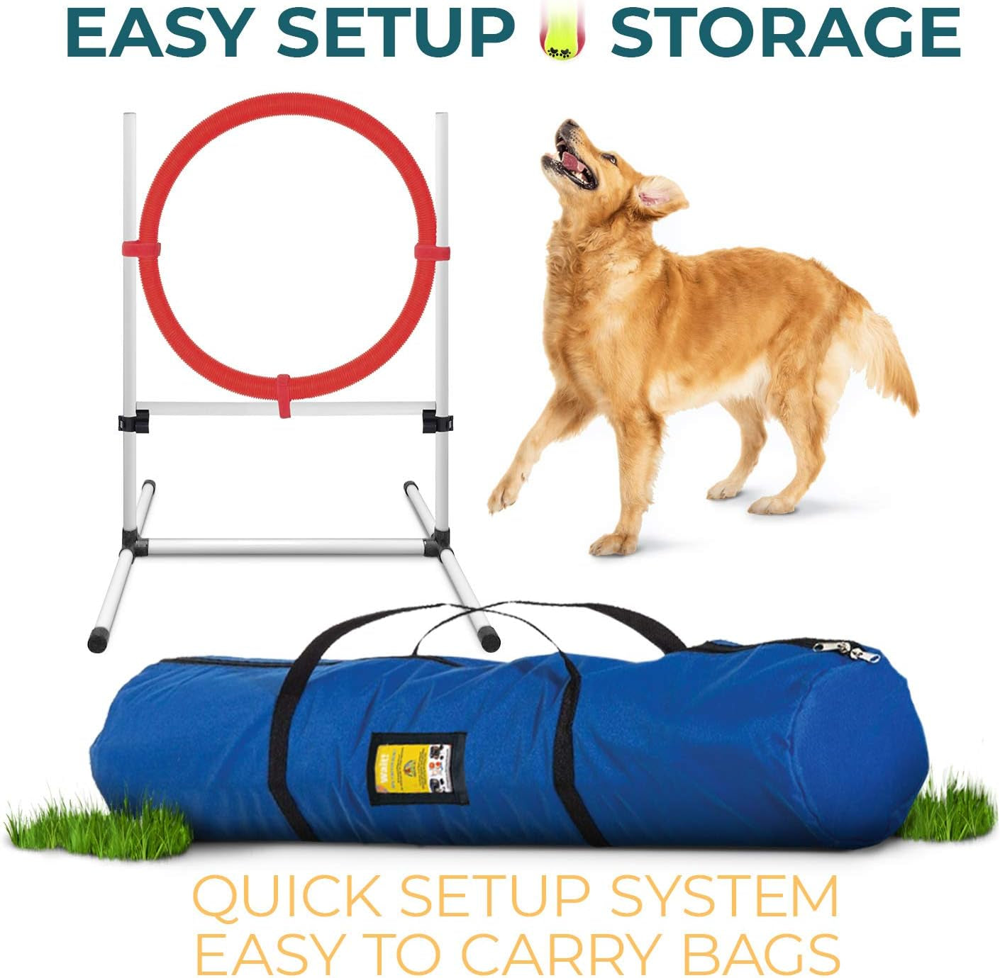 Cheering Pet Deluxe Edition Dog Agility Training Set – Indoor/Outdoor Dog Agility Equipment with Two Tunnels | Complete Set for Fun & Training