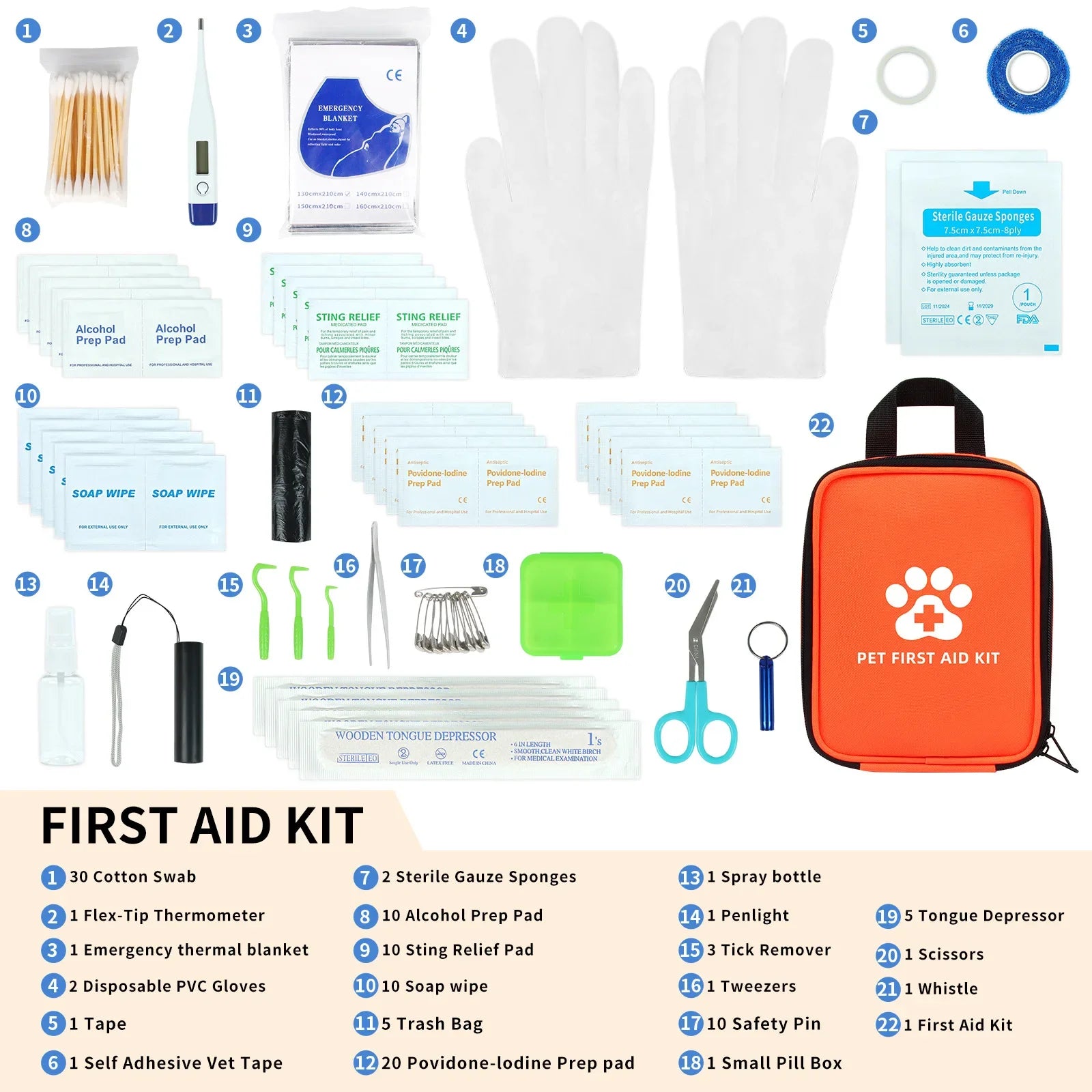 Compact Pet First Aid Kit – Medical Pack with Bandages, Dressings & Tools for Outdoor Adventures