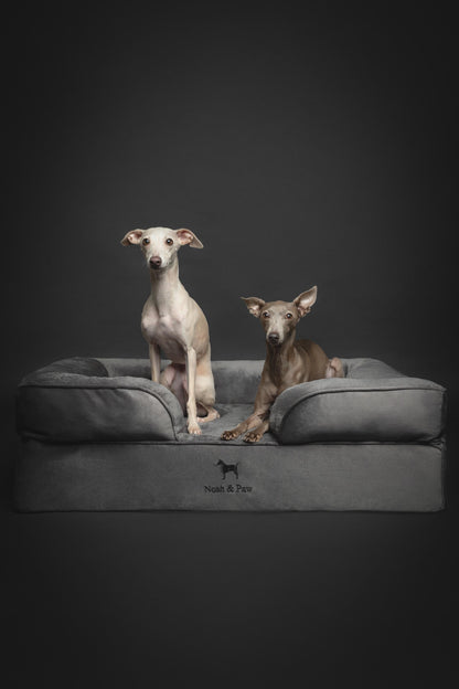 Noah & Paw Sofa Orthopedic Dog Bed – Luxury Velvet with Cooling Gel, Memory Foam & Bolstered Pillow for Joint Relief