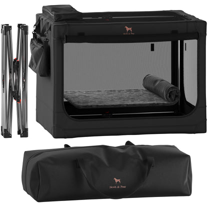 Luxury Collapsible Dog Crate – Travel-Friendly, Patented Folding Design, Plush Mat Included
